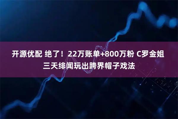 开源优配 绝了！22万账单+800万粉 C罗金姐 三天绯闻玩出跨界帽子戏法